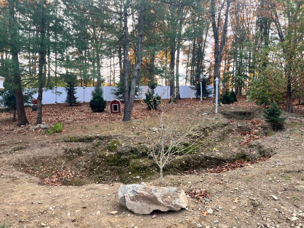 Greenland NH - Large Koi Pond 1 The Project site before