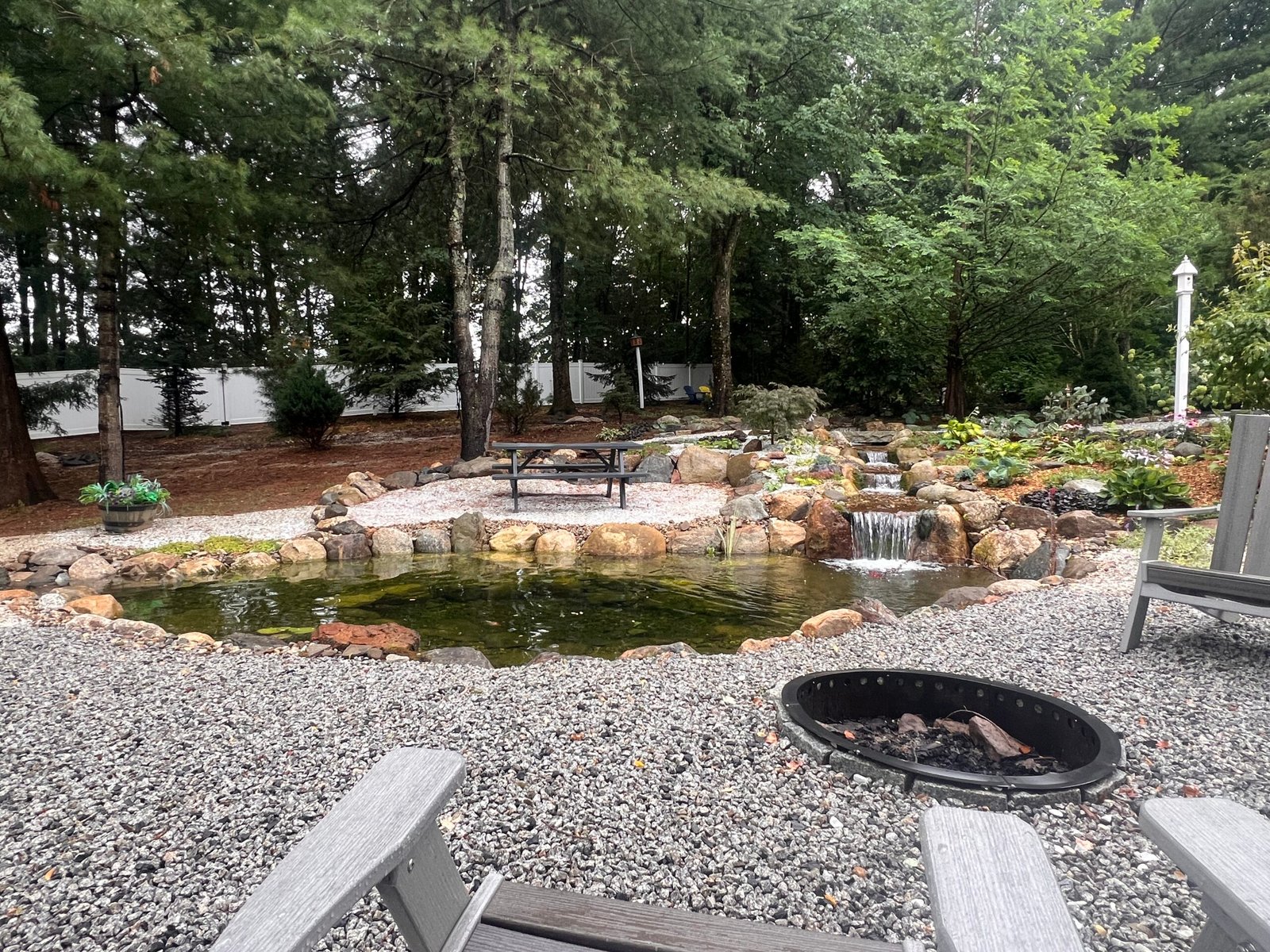 Greenland NH - Large Koi Pond 8 Greenland NH Koi Pond Fire Pit 1 scaled