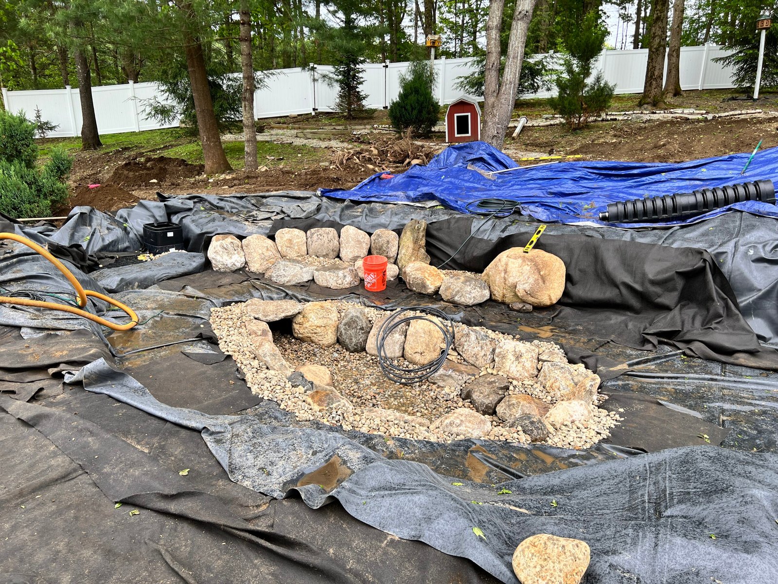 Greenland NH - Large Koi Pond 2 Greenland NH Pond under construction